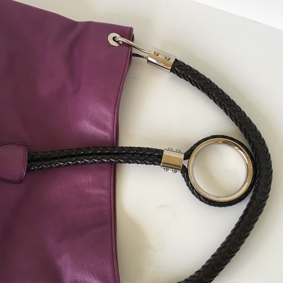 MICHAEL KORS DEEP PURPLE LEATHER SKORPIOS HANDBAG - Picture 7 of 12